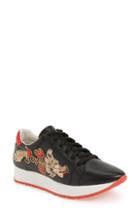 Women's Linea Paolo Enzo Embroidered Sneaker .5 M - Black