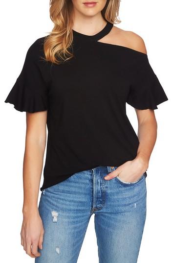 Women's 1.state Ruffle Cutout Tee, Size - Black