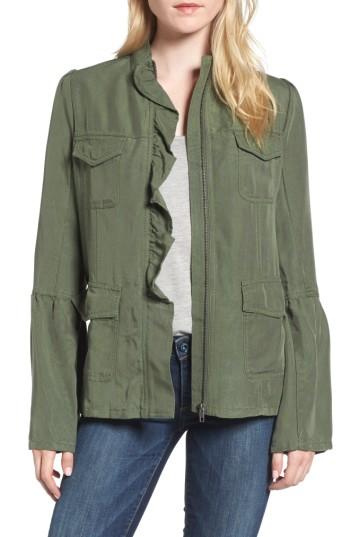 Women's Hinge Ruffle Utility Jacket - Green