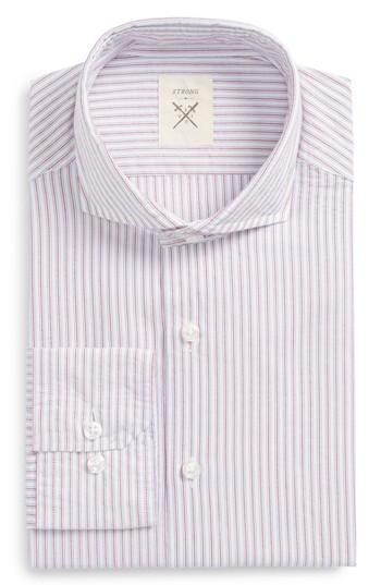 Men's Strong Suit Trim Fit Stripe Dress Shirt .5 R - Red