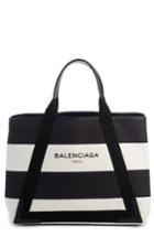Balenciaga Medium Cabas Stripe Canvas Tote -