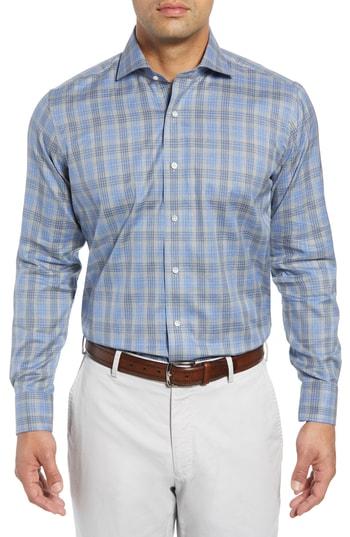 Men's Peter Millar Collection Eastwest Regular Fit Check Sport Shirt - Purple