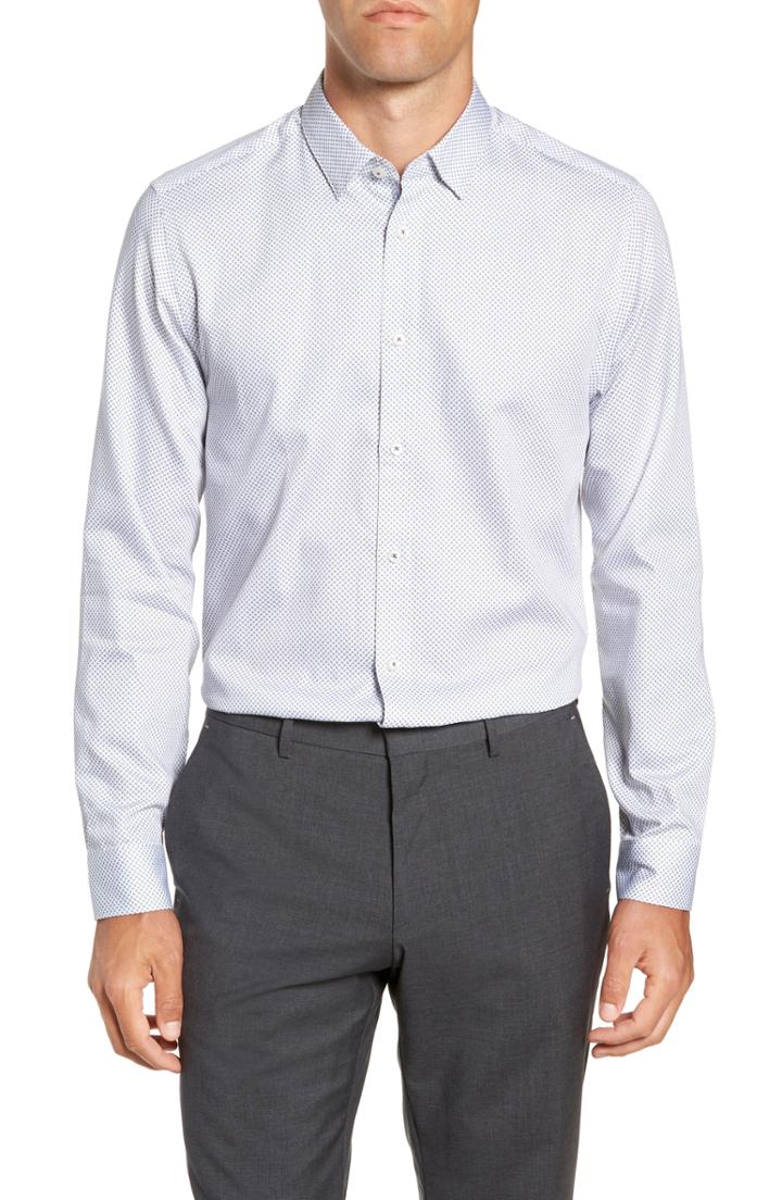 Men's Ted Baker London Aspara Modern Fit Geometric Dress Shirt .5 - White