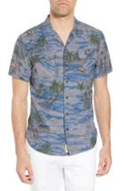 Men's Nifty Genius Truman Slim Fit Camp Shirt - Blue