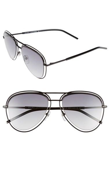 Women's Marc Jacobs 54mm Aviator Sunglasses - Shiny Black