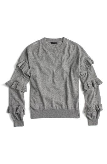 Women's J.crew Ruffle Sleeve Sweater - Grey