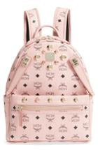 Mcm Small Dual Stark Coated Canvas Backpack - Pink