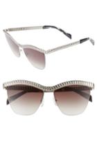 Women's Moschino 57mm Rimless Metal Bar Polarized Sunglasses - Silver Havana