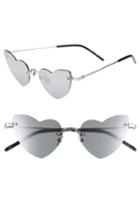 Women's Saint Laurent 50mm Rimless Heart Shaped Sunglasses - Silver/ Silver