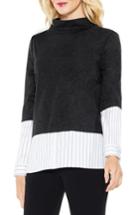 Women's Vince Camuto Mock Neck Mix Media Ponte Top - Grey
