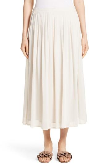 Women's Fabiana Filippi Pleated Chiffon Midi Skirt Us / 38 It - Beige