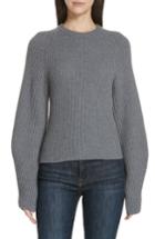 Women's Theory Sculpted Sleeve Shaker Stitch Merino Wool Sweater, Size - Grey