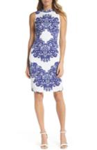 Women's Adrianna Papell Lace Print Sheath Dress - Blue