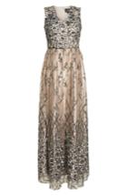 Women's Alex Evenings Sleeveless Embroidered Gown - Beige