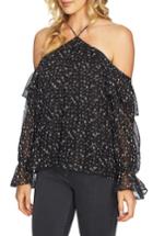 Women's 1.state Ruffle Cold Shoulder Top - Black