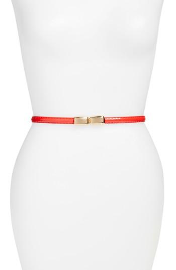 Women's Elise M. Lila Faux Patent Leather Skinny Belt, Size - Red