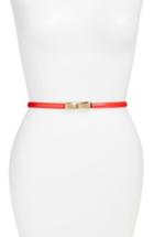 Women's Elise M. Lila Faux Patent Leather Skinny Belt, Size - Red