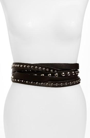 Women's B-loow The Belt Nikki Moto Leather Belt - Black/ Silver