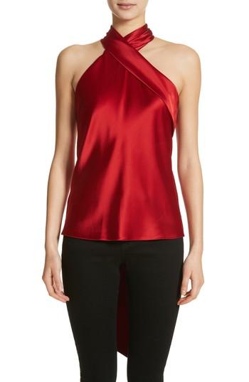 Women's Galvan Halter Neck Satin Top Us / 34 Fr - Red