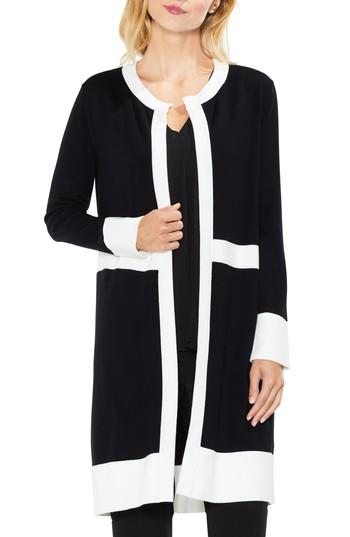 Women's Vince Camuto Colorblock Open Front Cardigan, Size - Black