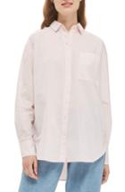 Women's Topshop Olly Oversize Poplin Shirt Us (fits Like 0) - Pink