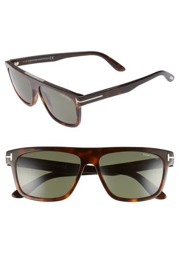 Women's Tom Ford Cecilio 57mm Blue Block Optical Glasses - Dark Havana/ Green