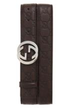 Men's Gucci Logo Buckle Calfskin Leather Belt 5 Eu - Dark Chocolate