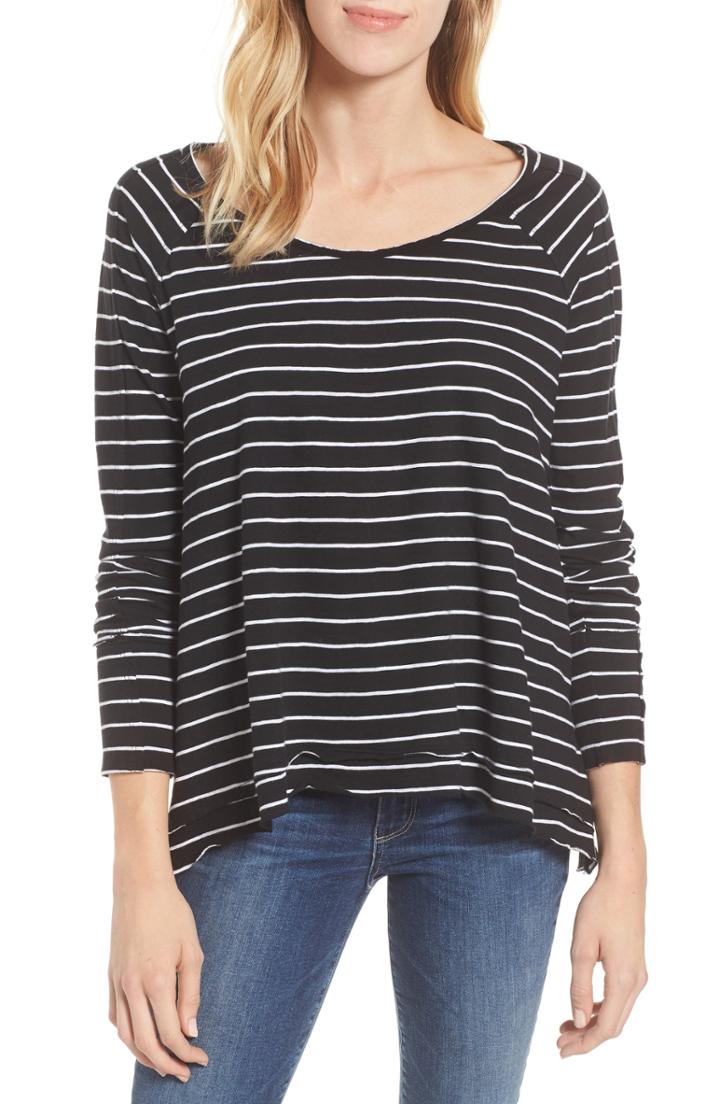 Petite Women's Caslon High/low Tee, Size P - Black