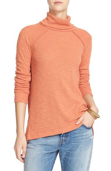 Women's Free People Split Back Turtleneck - Orange