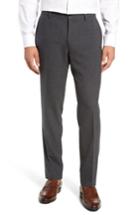 Men's Nordstrom Signature Flat Front Solid Wool Trousers - Black