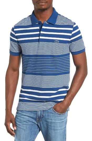 Men's Lacoste Stripe Pique Polo (4xl) - Blue