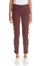 Women's Tu Es Mon Tresor Velvet Side Bow Jeans - Red