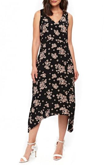 Women's Wallis Daisy Hanky Hem Midi Dress Us / 8 Uk - Black