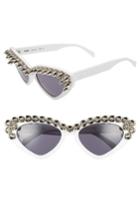 Women's Moschino 59mm Studded Cat Eye Polarized Sunglasses - White