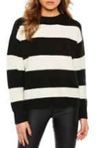 Women's Bardot Stripe Boxy Sweater - Black