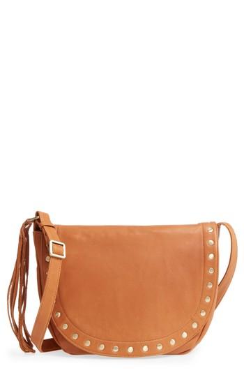 Hobo Maverick Studded Leather Saddle Bag - Brown