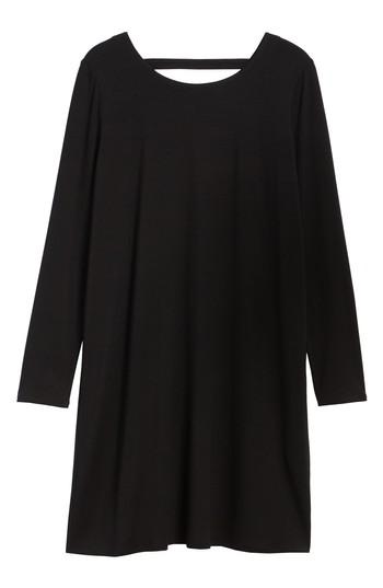 Women's Eileen Fisher V-back Stretch Tencel Shift Dress - Black