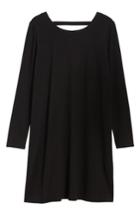 Women's Eileen Fisher V-back Stretch Tencel Shift Dress - Black