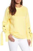 Petite Women's Halogen Tie Sleeve Sweatshirt P - Yellow