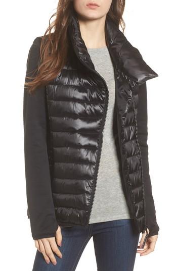 Women's Marc New York Knit Sleeve Packable Puffer Jacket - Black