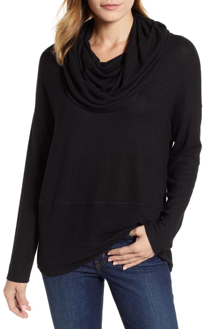Women's Caslon Cozy Cowl Neck Tunic - Black
