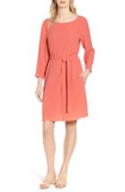 Women's Eileen Fisher Bateau Neck Silk Dress - Orange