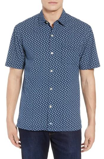 Men's Tommy Bahama A-fish-ianado Cotton & Silk Camp Shirt - Blue