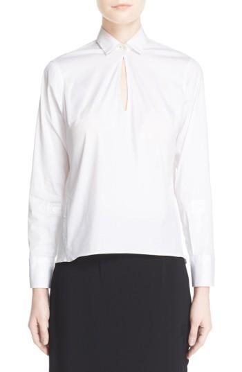 Women's Eleventy Keyhole Neck Poplin Shirt