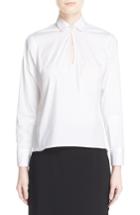 Women's Eleventy Keyhole Neck Poplin Shirt