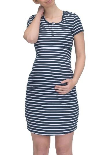 Women's Modern Eternity Maternity/nursing Henley T-shirt Dress - Blue