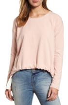 Women's Vince Camuto French Terry Drawstring Front Top, Size - Pink