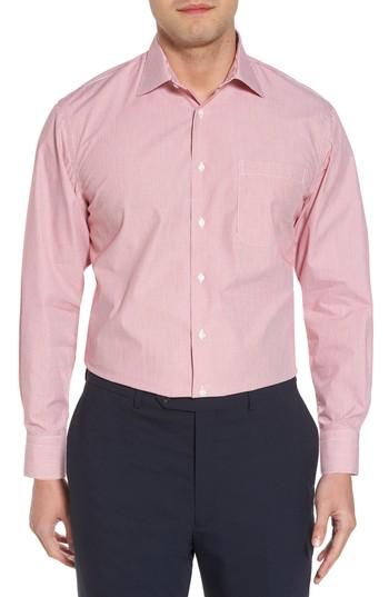 Men's Nordstrom Men's Shop Smartcare(tm) Traditional Fit Stripe Dress Shirt 32/33 - Red