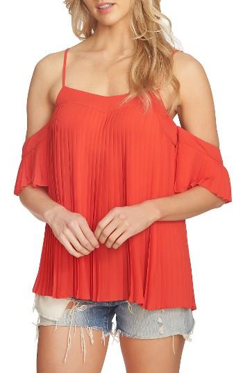 Women's 1.state Pleated Off The Shoulder Top, Size - Red