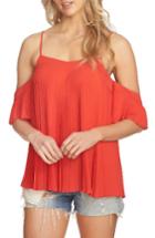 Women's 1.state Pleated Off The Shoulder Top, Size - Red